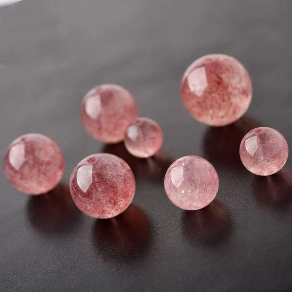 7A Strawberry Quartz Round Crystal Beads for DIY Jewelry Making - Bracelet, Necklace & Craft Accessories