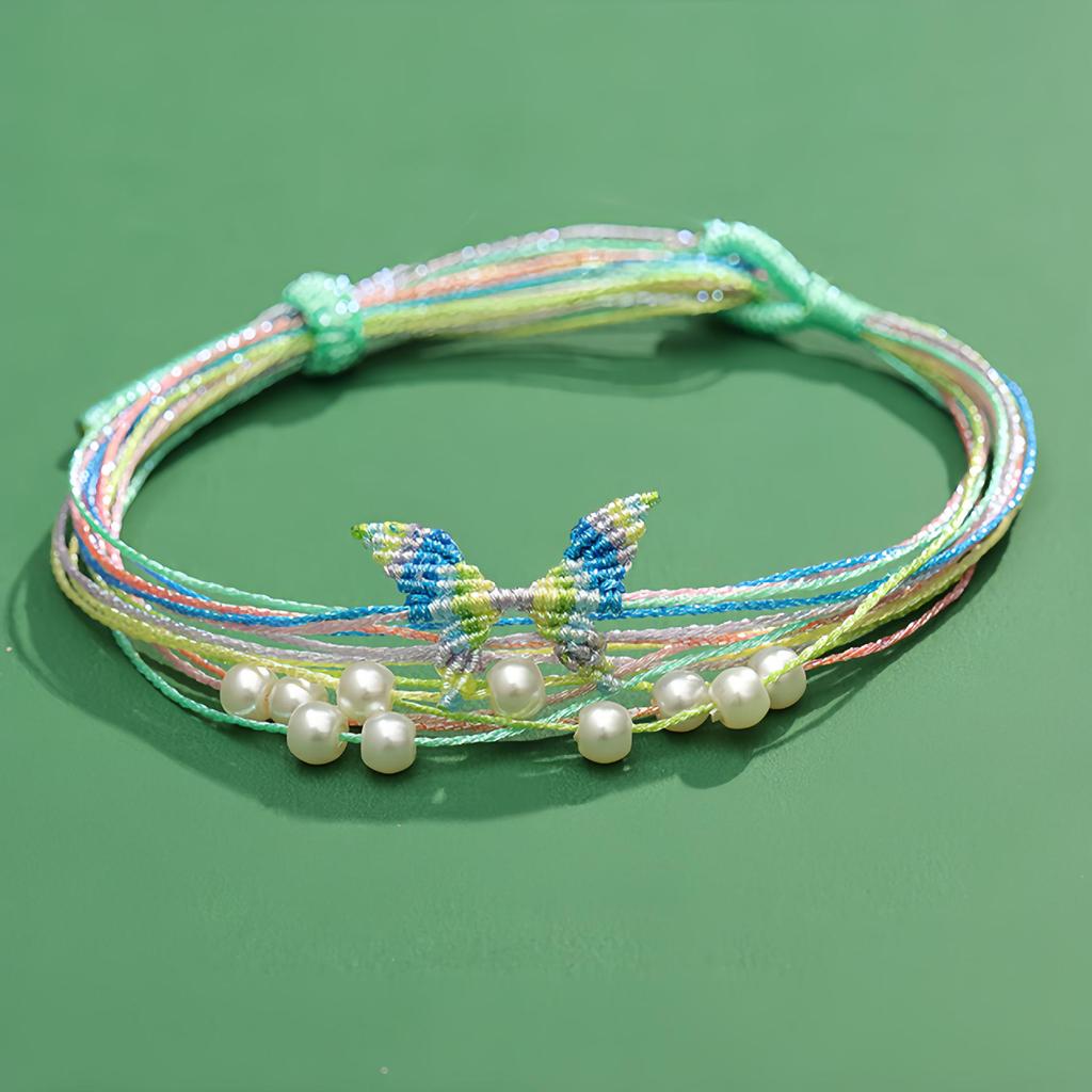 Iridescent Dragon Boat Festival Butterfly Bracelet: Handmade Five-Color Rope for Couples and Best Friends