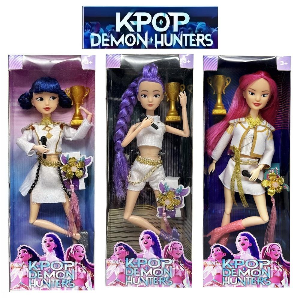 Kpop Demon Hunters Action Figure Toy Derpys Tiger Rumi Mira Zoey Sussy with Colorful Lights Theme Song for Fans Christmas Gifts