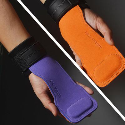 Zufällige Farbe Rindsleder Gym Handschuhe Griffe Anti-Skid Gürtel Schutz Workout Hebe Handschuhe Palm Pads Heben Fitness Crossfit M6P2