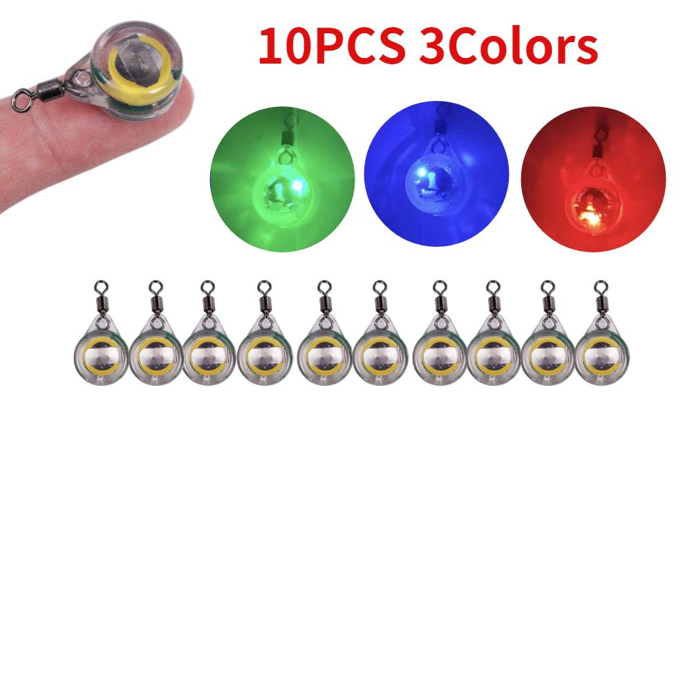 10-200pcs Mini Fishing Lure Light LED Deep Drop Underwater Eye Shape Squid Fish Bait Luminous Lure for Attracting Fish