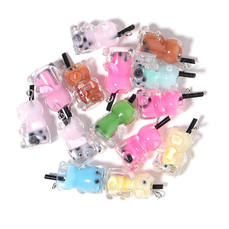 10 Stück Acryl-Getränkebecher Mini-Anhänger Für Basteln Handy-Kette Schlüsselanhänger Herstellung Dekorative Accessoires DIY Süße Schmuckzubehör