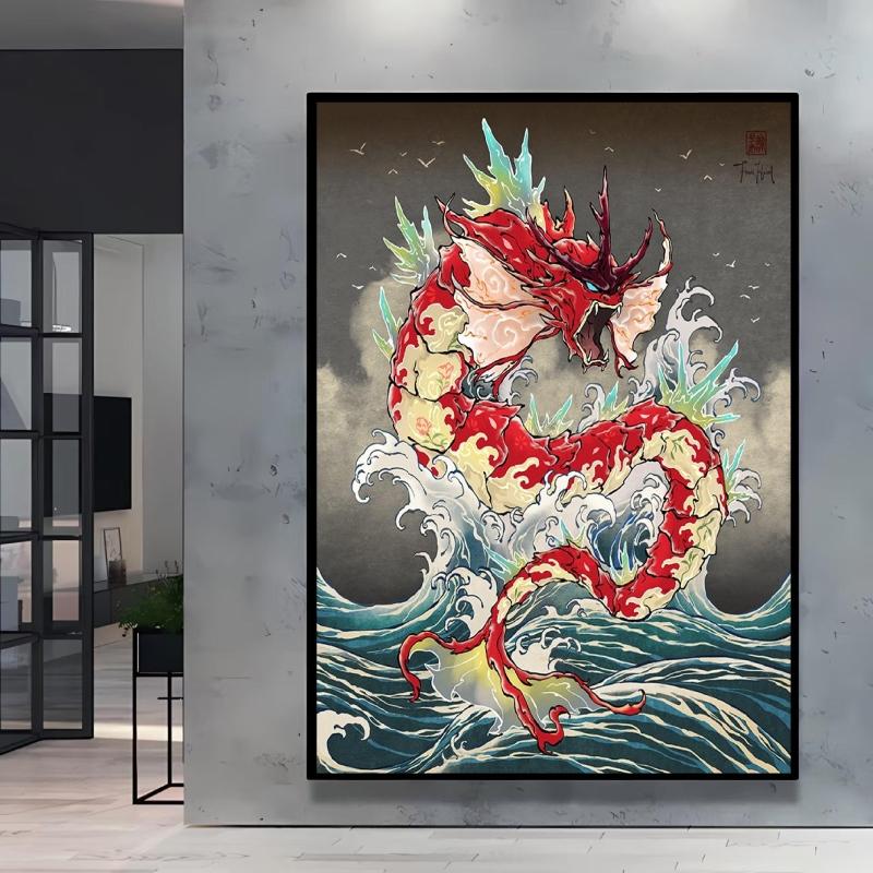 Japanese Classic Anime  Charizard Decorative Painting High Quality Canvas  Modern Home Bedroom Wall Picture Decorative