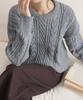 Ppaeppae Round Neck Voluminous Cable Knit Loose Fit Long Sleeve Knit T-Shirt 4 Colors