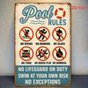 [2D Flat]1pcs 8x12inch Vintage Metal Signs/ Pool Rules Metal Sign/ Vintage Plaque Decor, Home Decor, Restaurant Decor, Bar De