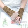 Winter Women Gloves Plush Faux Fur Knitting Wool Keep Warm Mitten Fingerless Lady Girl Half Finger Gloves Christmas Gift