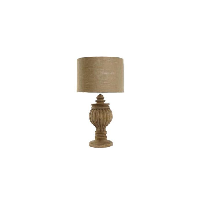Lampe de table rustique - Jute et bois - 50 W - 41x41x76 cm - Incandescente - Jaune naturel - Bouton-poussoir - Mate