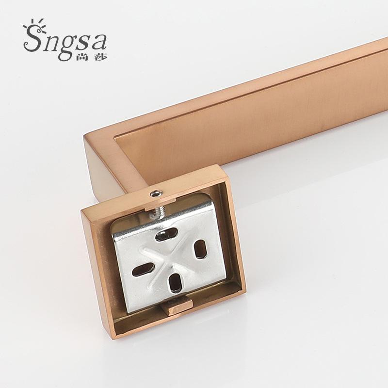 Set da Bagno in Acciaio Inossidabile 304 Rose Gold Spazzolato: Portasciugamani, Anello portasciugamani, Portarotolo carta da cucina, Gancio.