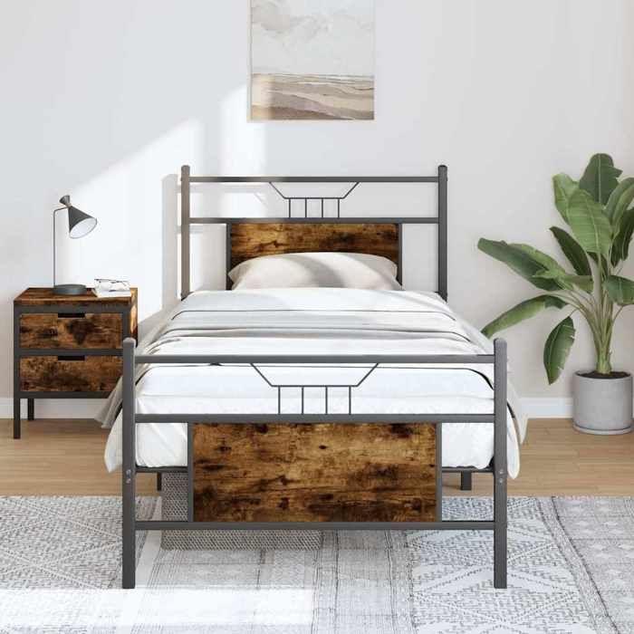 VidaXL Bed Frames Without Mattress Smoked Oak 90x190cm Engineered Wood 4106753