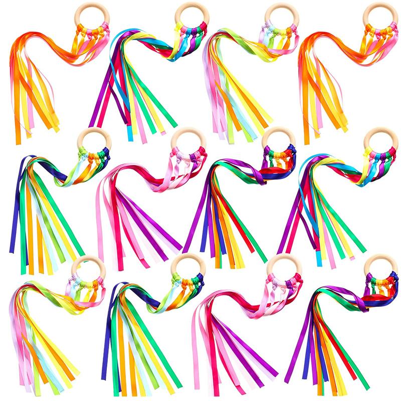 Regenbogen Handdrachen Kreatives Tanzband Streamer Mit Holzring Handgelenk Taktiles Spielzeug Set Kinder Geburtstagsparty Mitgebsel Geschenke