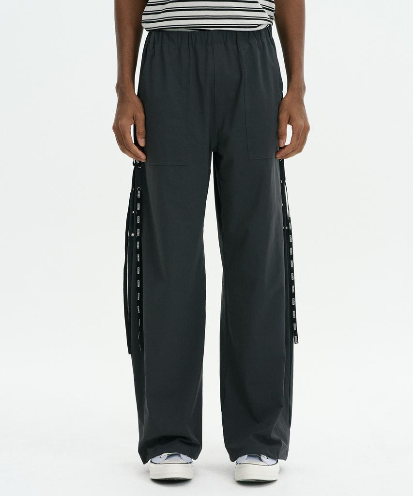 Keuleogsi Side Lace-Up Wide Pants Charcoal