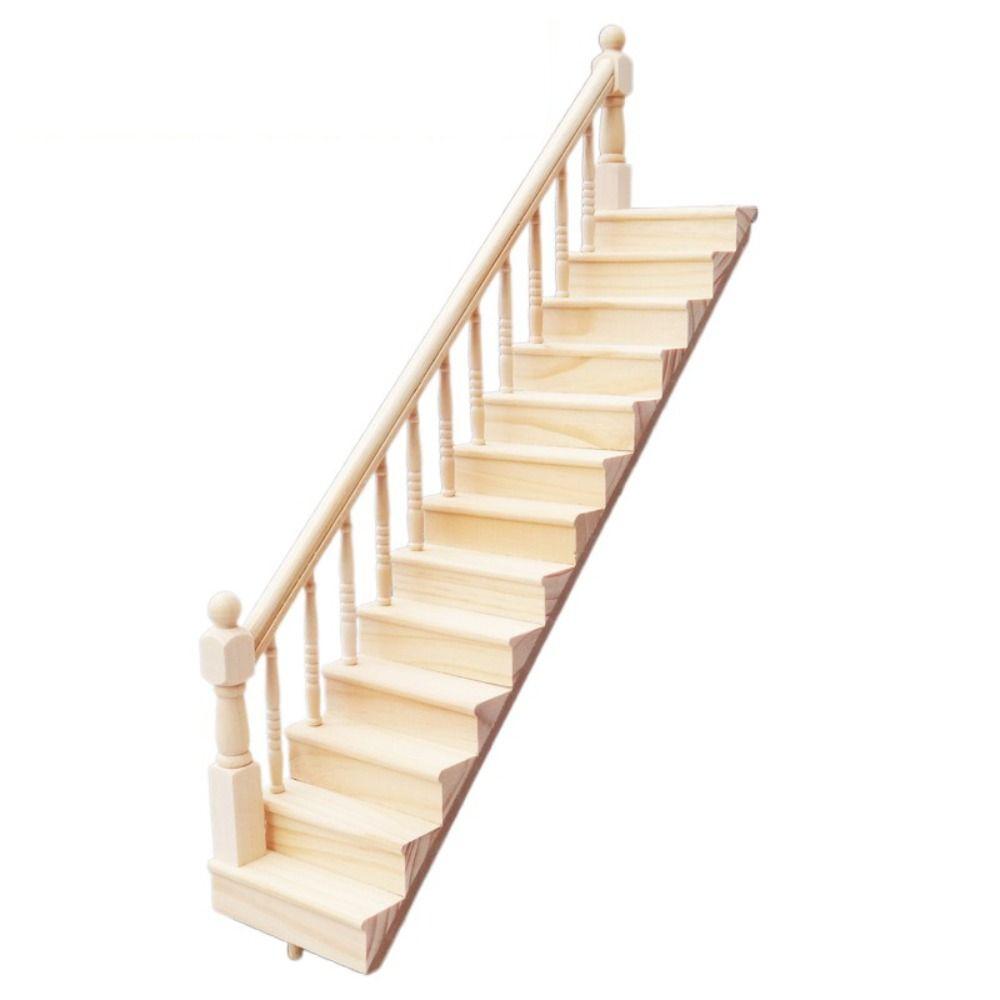 Pretend Play 1:12 Dollhouse Furniture Miniature Stairs with Handrail  Doll House Accessories