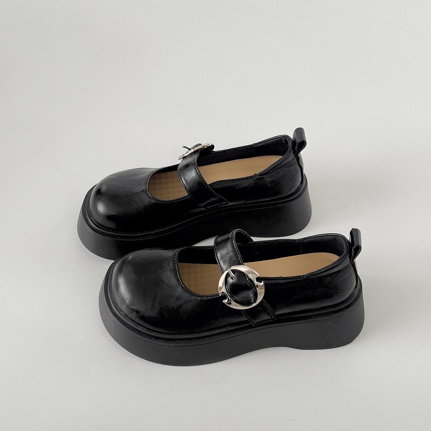 

Black British style retro platform heightening small leather shoes women s 2025 new summer skirt JK Mary Jane single shoes 35 чёрный