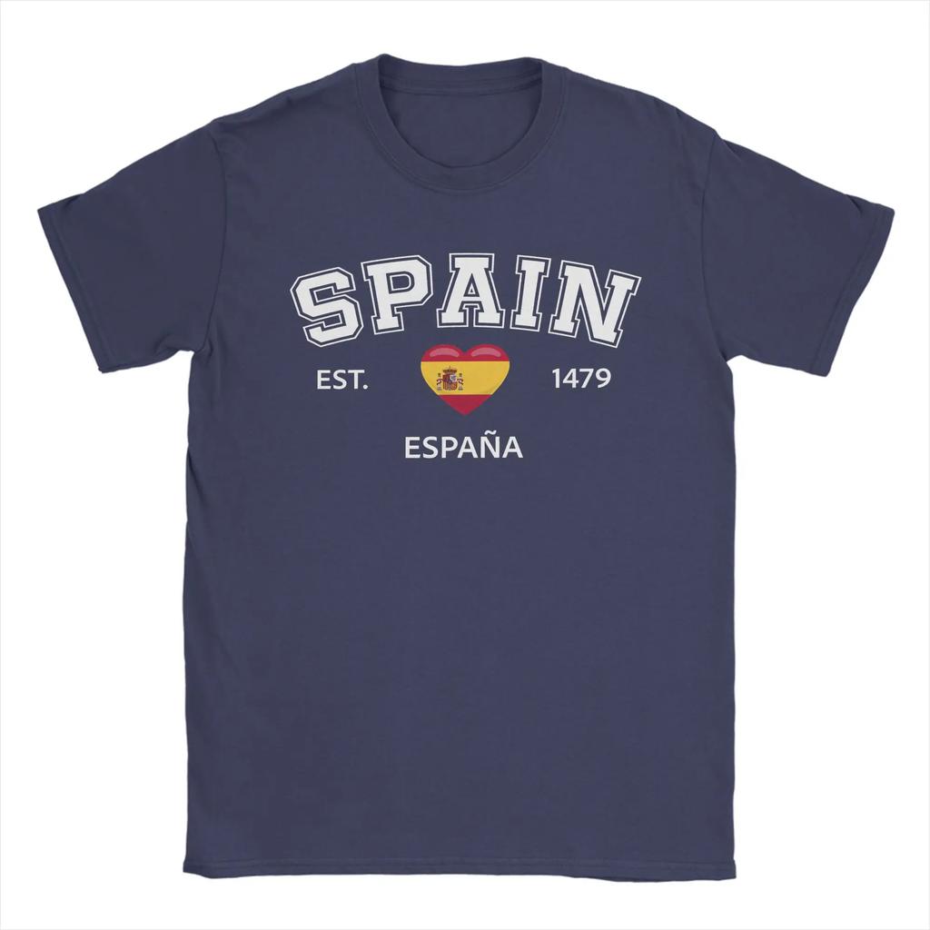 Spain Heart T-Shirt Beach Pure Cotton T-Shirts For Adult Hippie Loose Tshirt Short-Sleeve Awesome Top Tees