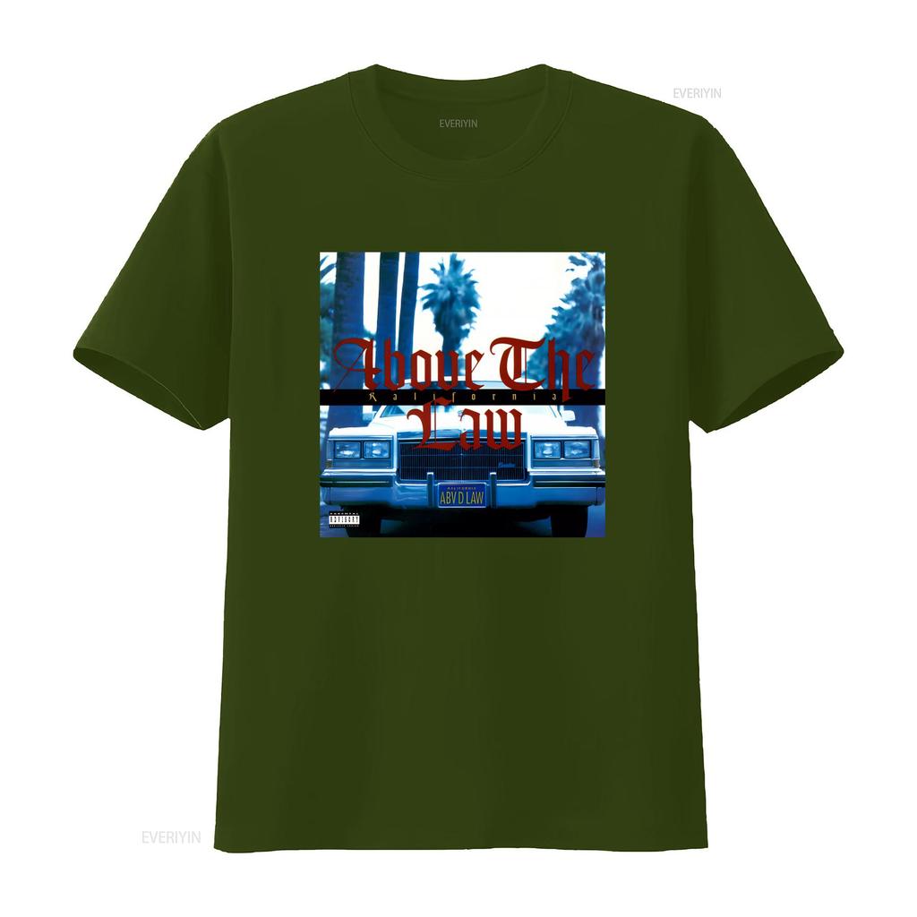 Above The Law Rap Group T Shirt California Car Palm Tree Design Trendy Streetwear for Hip Hop Fans Vintage Washed Streetwear