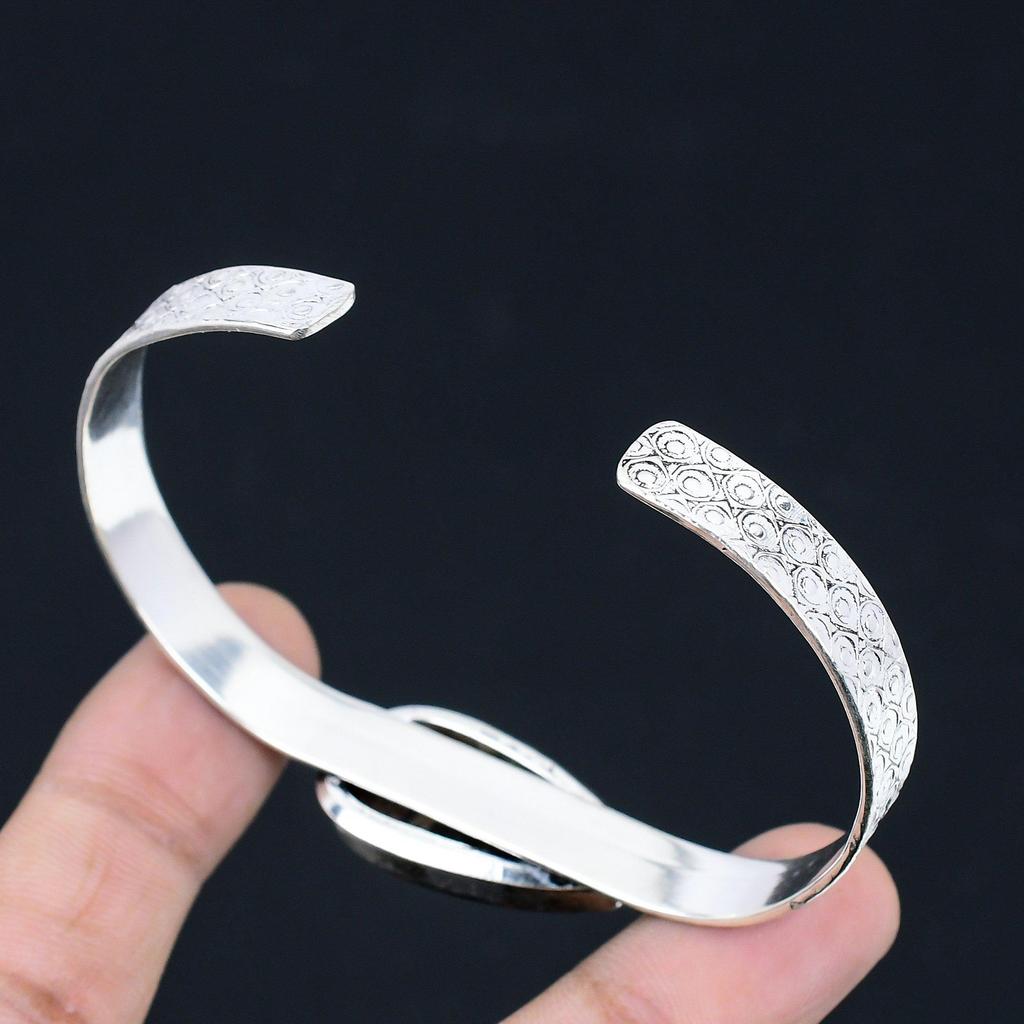 Daughters Day Sale 925 Sterling Silver Natural Iron Tiger Eye Bangle Bracelet