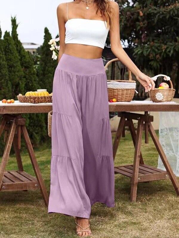 Summer Khaki Casual Cotton Linen High Waist Pants For Women Office Lady Loose Trousers Fashion Solid Baggy Pants Spodnie