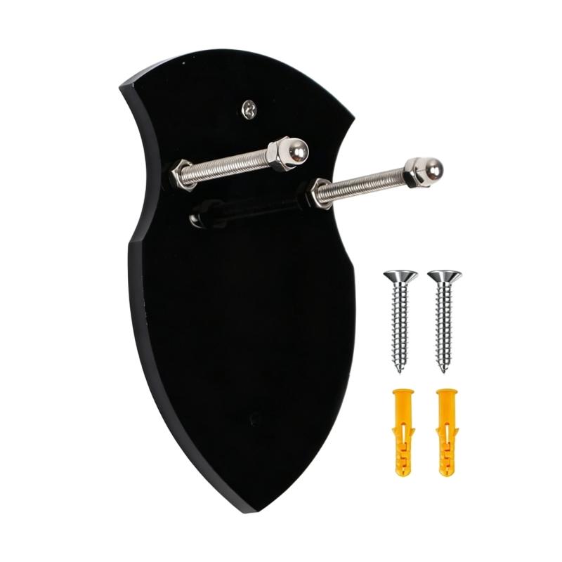 Decorative Wall Mount Hanger for Collectibles, Shield Shape ABS Plaque Vertical Display Swords Rack with Installation Hardware Medieval Decors