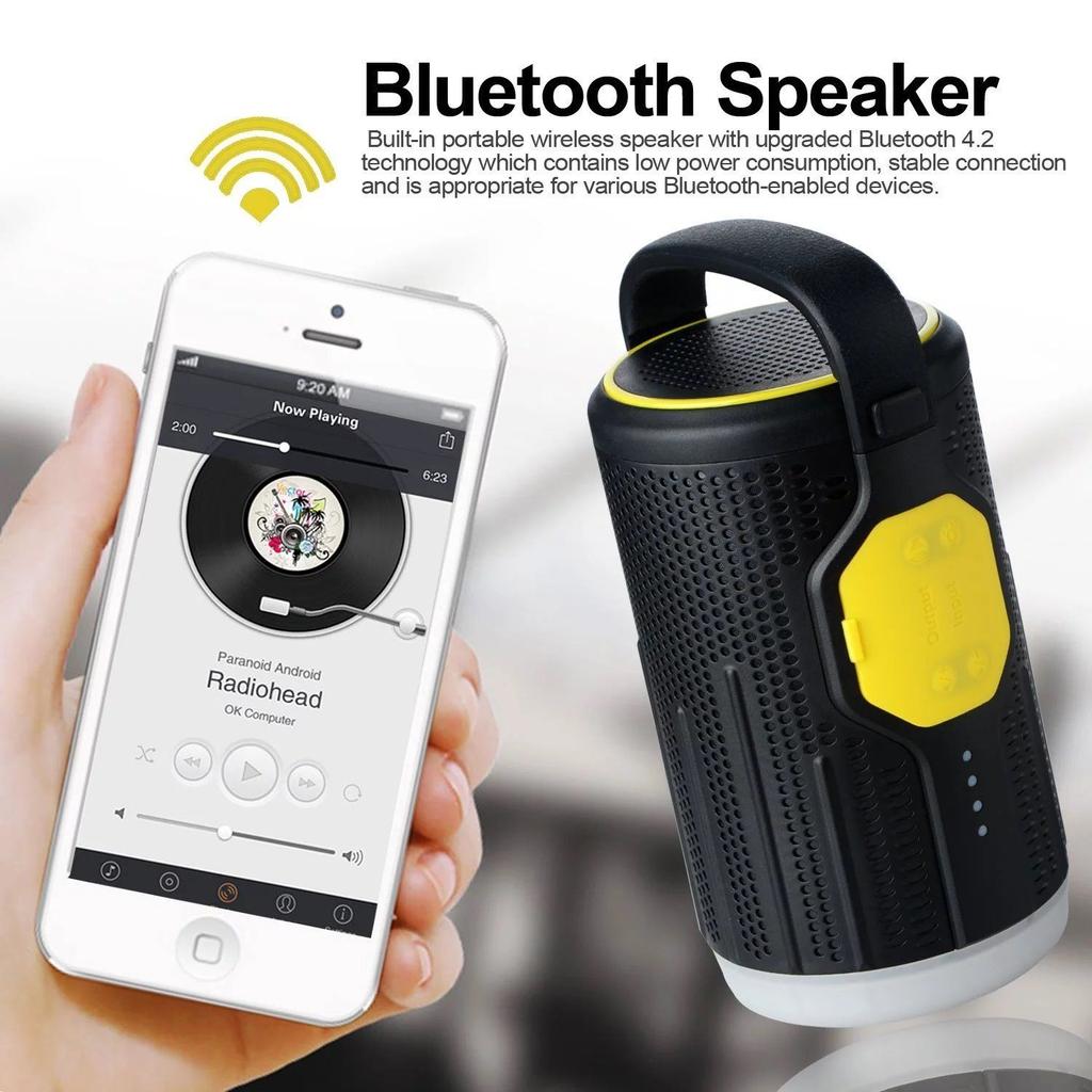 Camping Lantern Outdoor Lighting 10400 mAh Power Bank Bluetooth Speaker Yellow