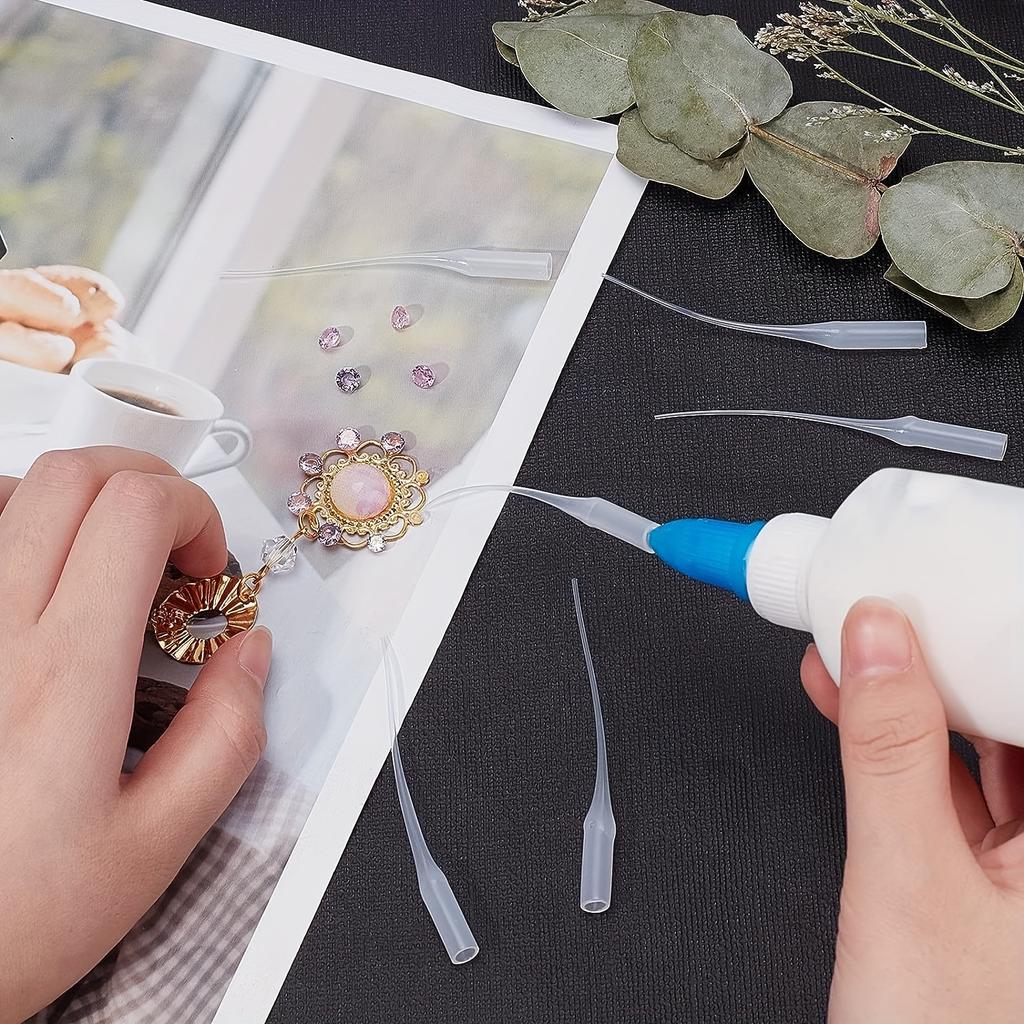 Glue Tips, 100pcs Plastic Glue Micro-Tips Glue Extender Precision CA Glue Applicator For Arts Crafts Hobby Projects Guitar Fret Slot