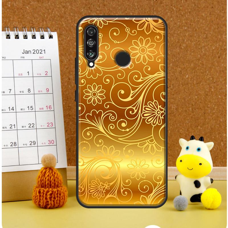 Gold Floral Pattern For Huawei Nova 9 10 SE 3i 7i 8i 11i 12i Y60 Y61 Y70 Y72 Y73 Y90 Y91 P20 P30 P40 Lite Case