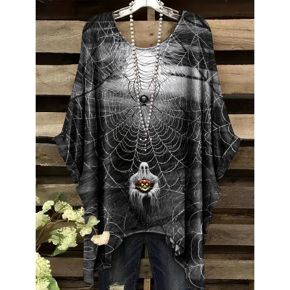 Hallowee Women's T-Shirt Vintage Skull Print Clothes Summer Harajuku Round Neck Casual Loose Short Sleeve Streetwear Clothing