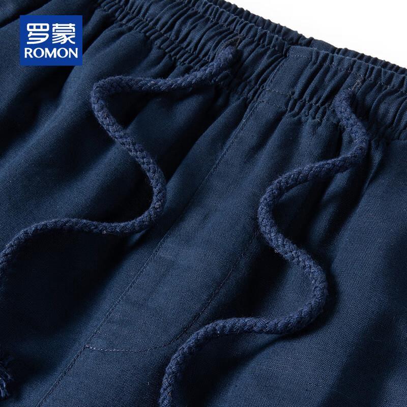 ROMON Men's Lightweight Linen Blend Chinese Style Capri Shorts