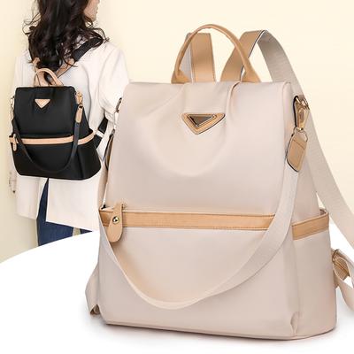 Backpack Women's Solid Color Commuter Backpack Large Capacity Contrast Color Bag