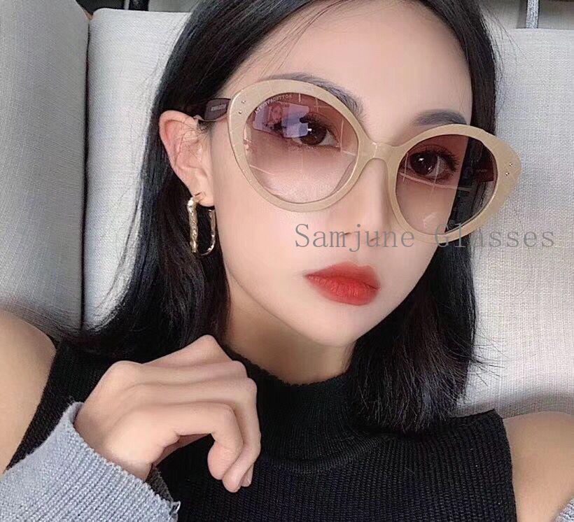 Attractive Glasses Women's Red New Big Frame Rice Nail Sunglasses Cat Eye Trend Net Personality Street Shooting Plain Sun Visor