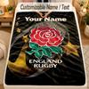 Flannel BlanketEngland Rugby Custom Name Text Personalized Soft Warm Throw Blanket Home Decor Gift