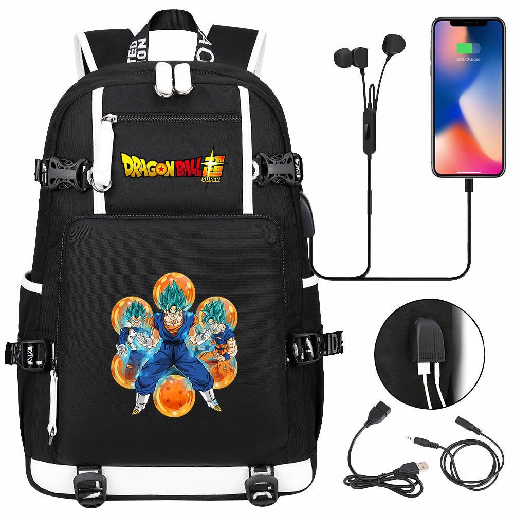 Vegeta Sun Wukong Dragon Ball Ultra USB Headphones Teen Student School Bag Men's and Women's Leisure Travel Backpack