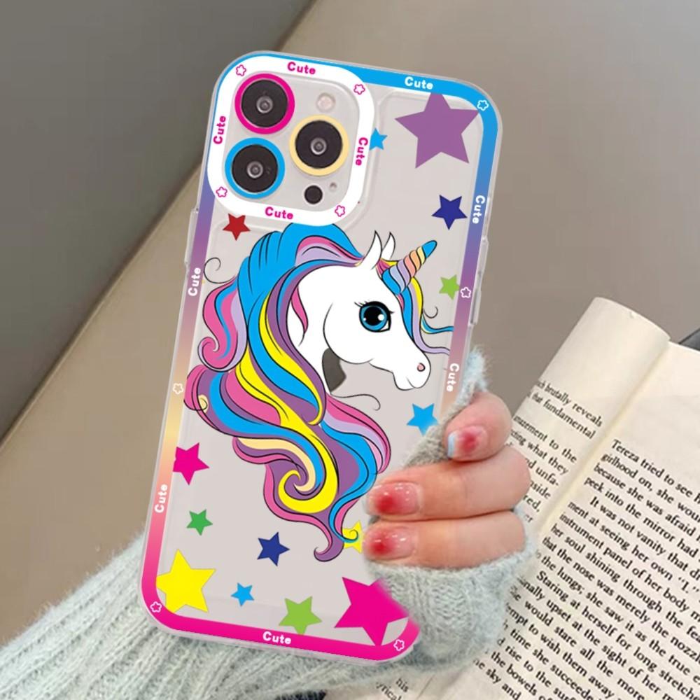 Cartoon unicorn Phone Case For iPhone 15 13 14 Pro Max XS XR 12 11 Pro 13 Mini Soft Clear Back Cover