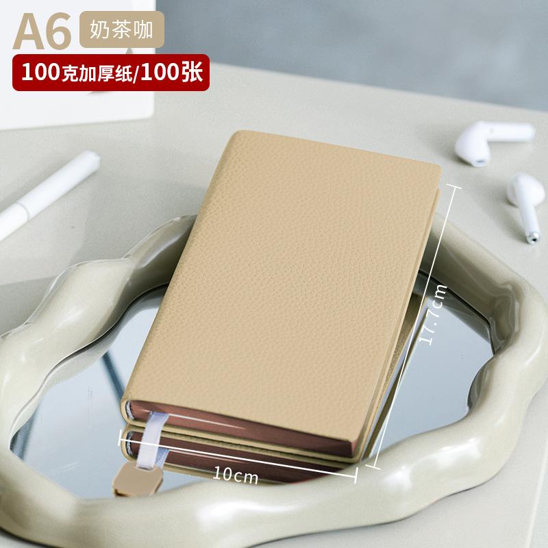 

A6 Litchi Texture Notebook Portable Mini Journal for Office Work Business Meetings Note Taking