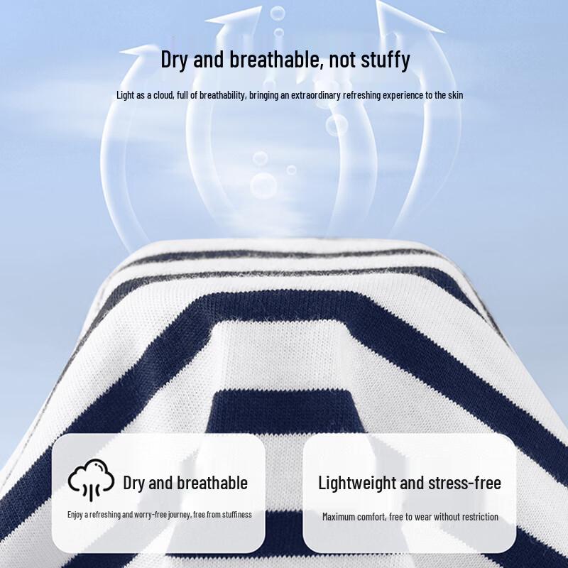 MINISO Women's Striped Cotton Long-Sleeve T-Shirt