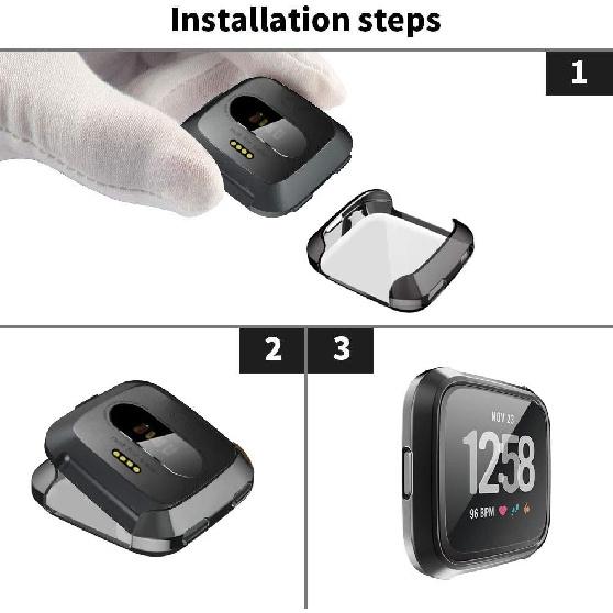 [8-Pack] Screen Protector Case Compatible with Fitbit Versa Cover,All-Around Soft TPU Plated Cover Ultra Slim Scratch-Proof Bumper Shell Accessories