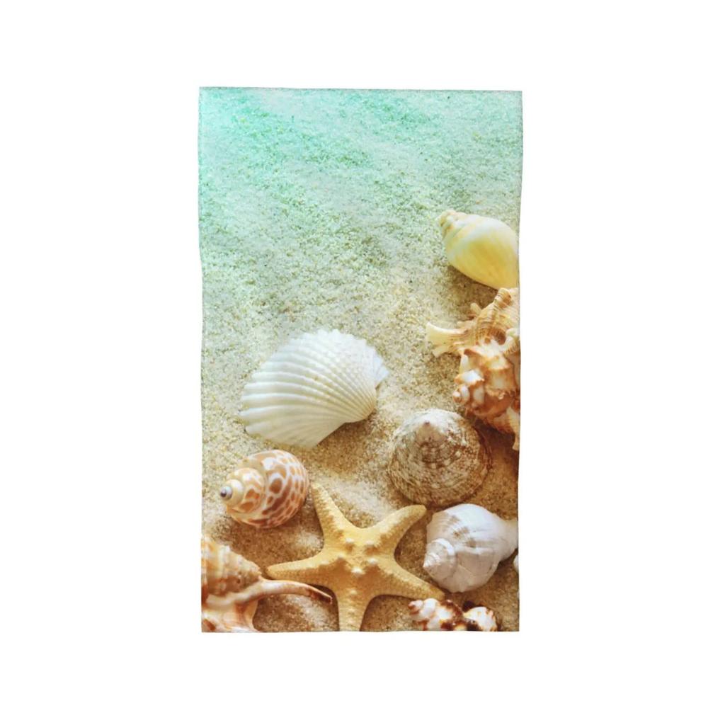 Beach Shell Conch Print Beach Towel Ocean Theme Microfiber Bath Towel Quick Dry Sand Free Face Towels for Sport Travel Spa Gym