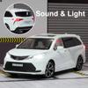 1:24 Toyota Sienna MPV Van Alloy Die-cast Toy Car Metal Toy Commercial Vehicle Car Model Sound and Light Pull Back Collection Children's Toy