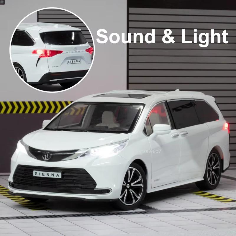 1:24 Toyota Sienna MPV Van Alloy Die-cast Toy Car Metal Toy Commercial Vehicle Car Model Sound and Light Pull Back Collection Children's Toy
