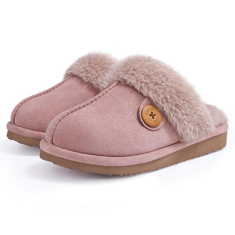 Fashion Kidmi Women's Fuzzy Slippers New Button Style Winter Fluffy Memory Foam Home Shoes Indoor And Outdoor Shoes For Woman Warm Shoes