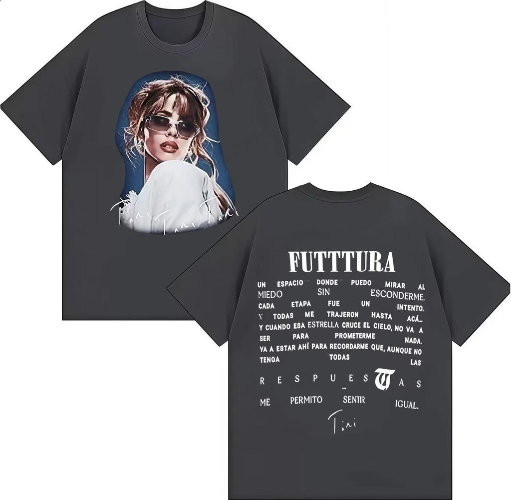 Sommer-Hit-Sängerin TINI Futtturas Album Popmusik Gothic Frühling Sommer 2026 Print Reines Baumwoll-Mode-Freizeit-T-Shirt y2k ins