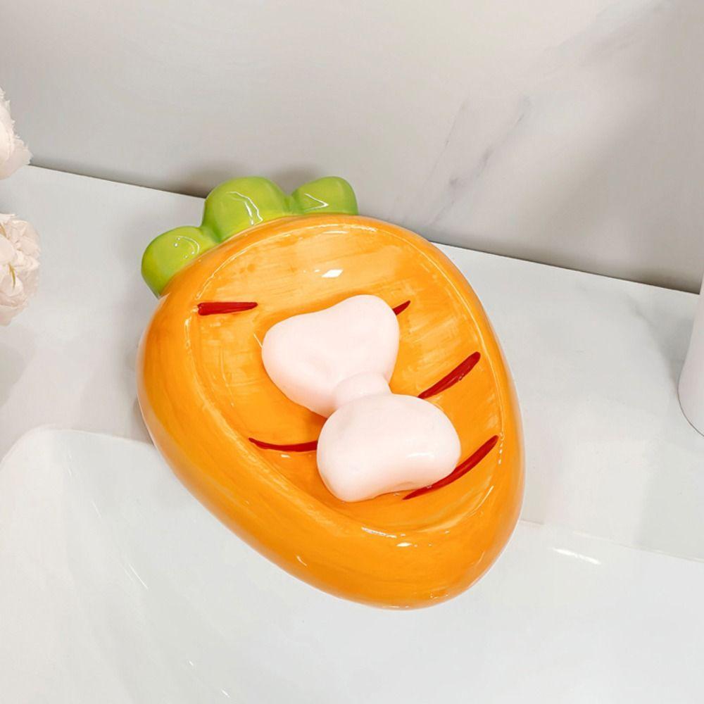 Ceramic Soap Holder Cute Watermelon Soap Dish Tray Container Carrot Soap Box  Shower