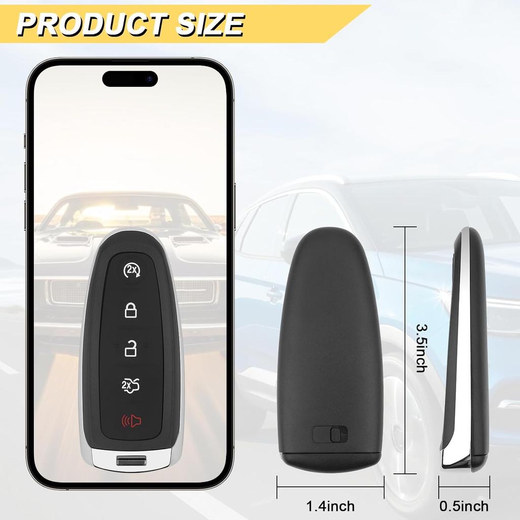 Key Fob Replacement for 2012- Ford Focus/ 11-15 Edge Explorer/ 17-20 Escape/ 15-17 Expedition/ 13-19 Flex Taurus/Lincoln MKS MKT MKX Navigator Car