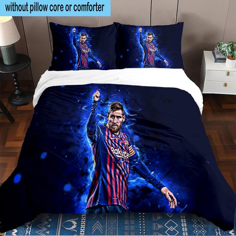3PCS Messi Celebration Moment Printed Bedding Set, Includes A Duvet Cover and Two Pillowcases for Bedroom, Suitable for All Seasons