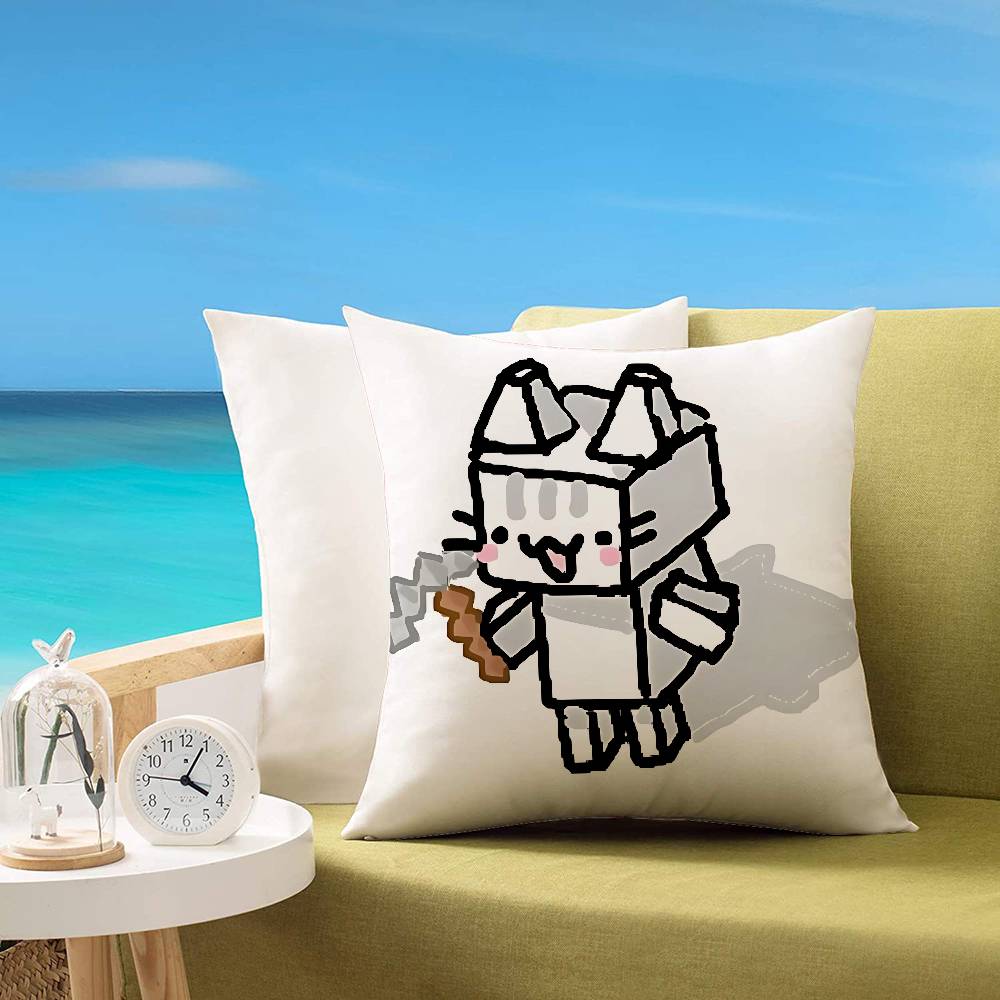 Cute B-Basiilleaf Cat Customizable Square Pillowcases, Stylish And Soft, Perfect For Beds, Cars, And Sofas.