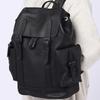 COACH Hudson 26 Logo embossed flap and drawstring closure Pebbled cow leather Hiking bag Backpack Medium Men's Black