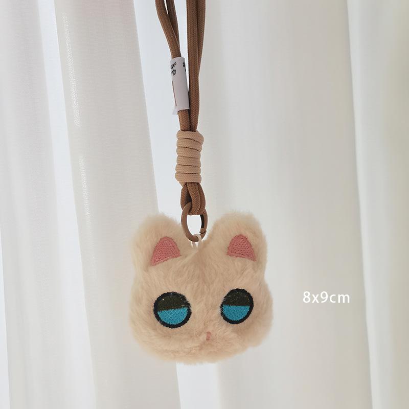 

New Squeaky Blue-eyed Cat Keychain Doll Cute Black Leather Cat Bag Pendant Personalized Doll 8*9cm