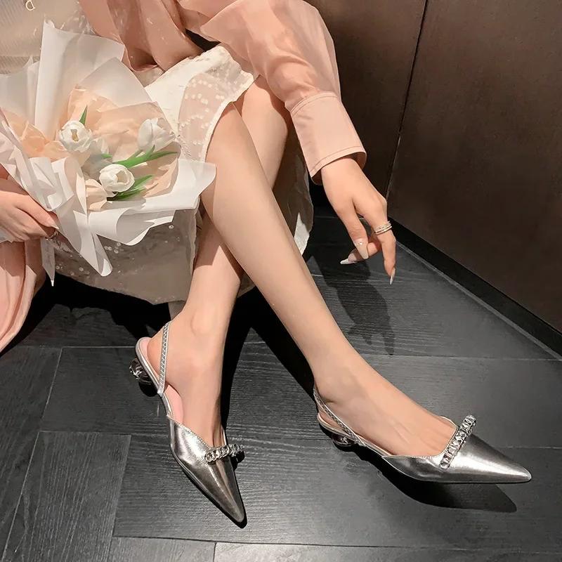 Women Patent Pink Slippers Spring Summer Flats  New Pointed Toe Dress Shoes Designer Elegant Shallow Party Zapatillas Mujer