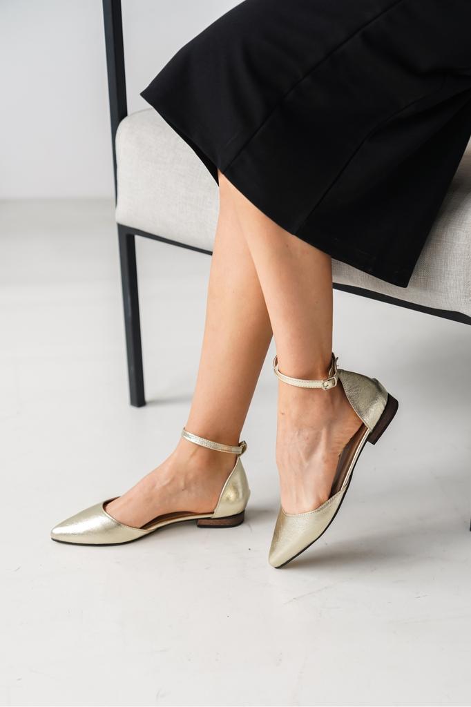 Flache Schuhe für Damen, Misty, Knöchelriemen, spitzer Zehenbereich, lässige Ballerinas