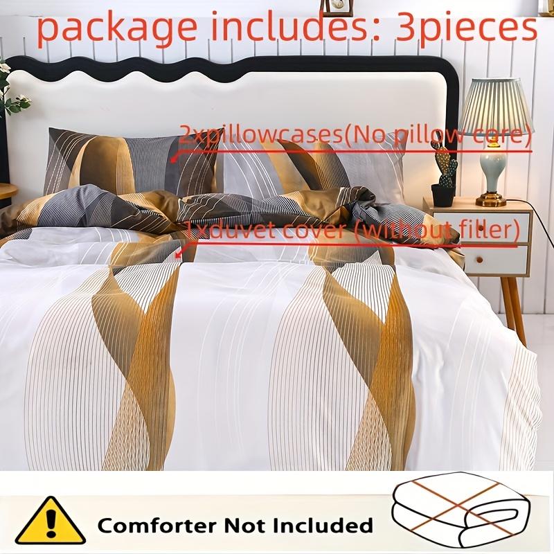 3Pcs Polyester Printed Floral Soft Beige-Friendly Duvet Cover Set, One Duvet Cover Plus Two Pillowcases, Suitable Christmas Gift