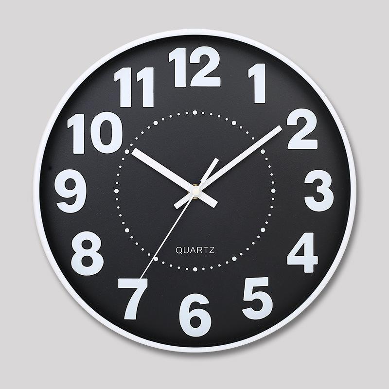 12 Inch 30CM Silent Wall Clock, Creative and Fashionable, Three-dimensional Digital Minimalist Clock for Home Living Room